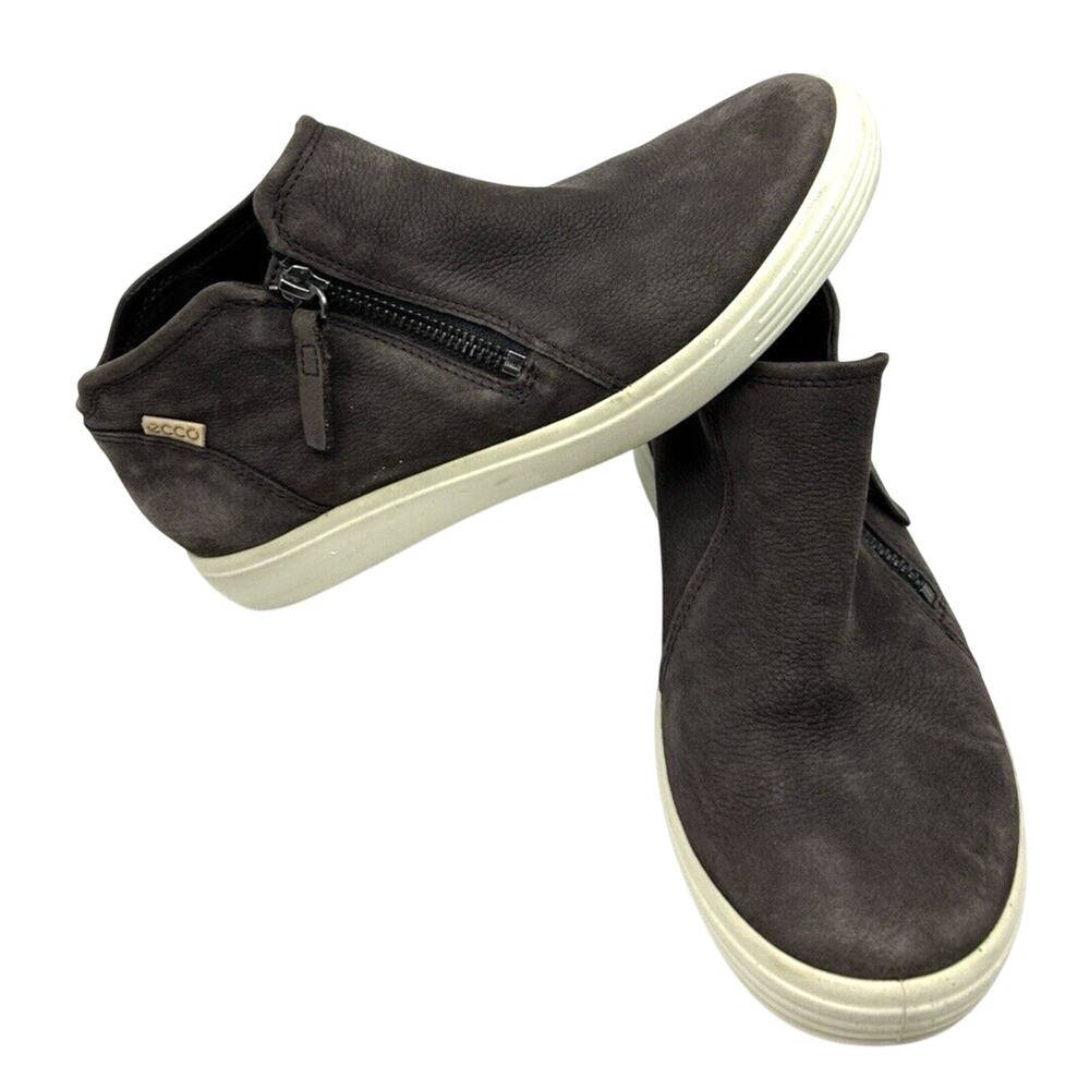 Ecco Women’s Soft 7 Leather Zip Up Ankle Boots Sz 5 Brown Nubuck Shoes